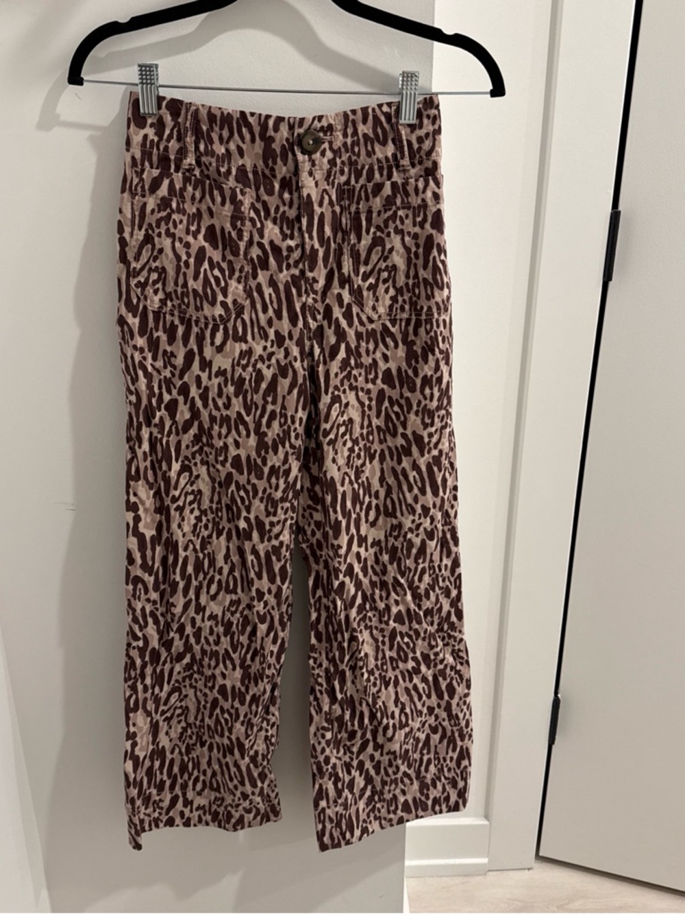 Maeve Leopard Print Wide-Leg Pants - Brown & Cream